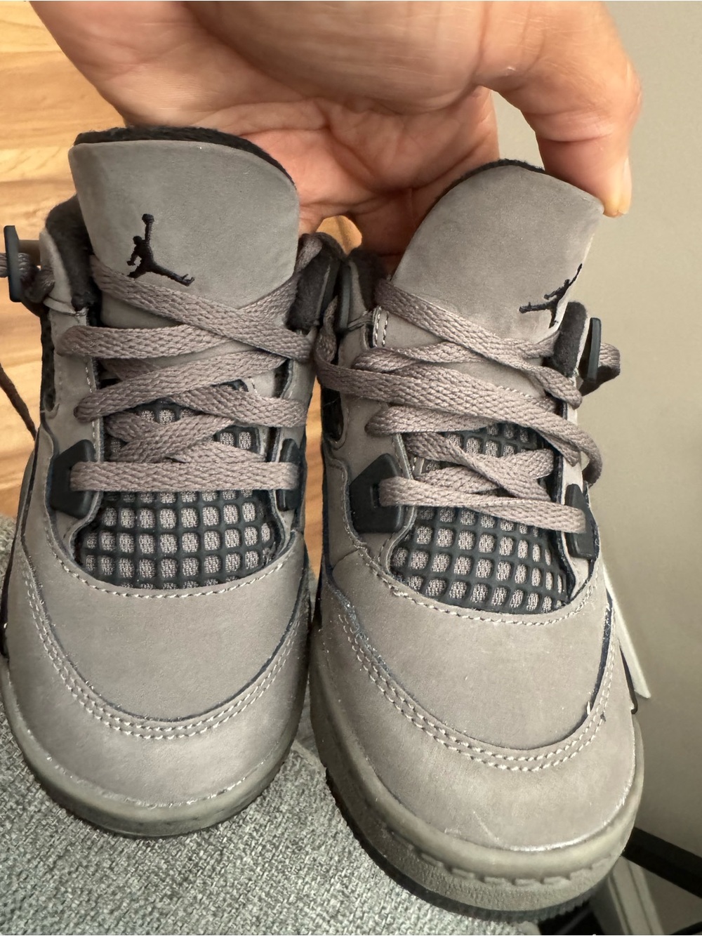 Jordan Kids Grey Suede Retro-Style Sneakers